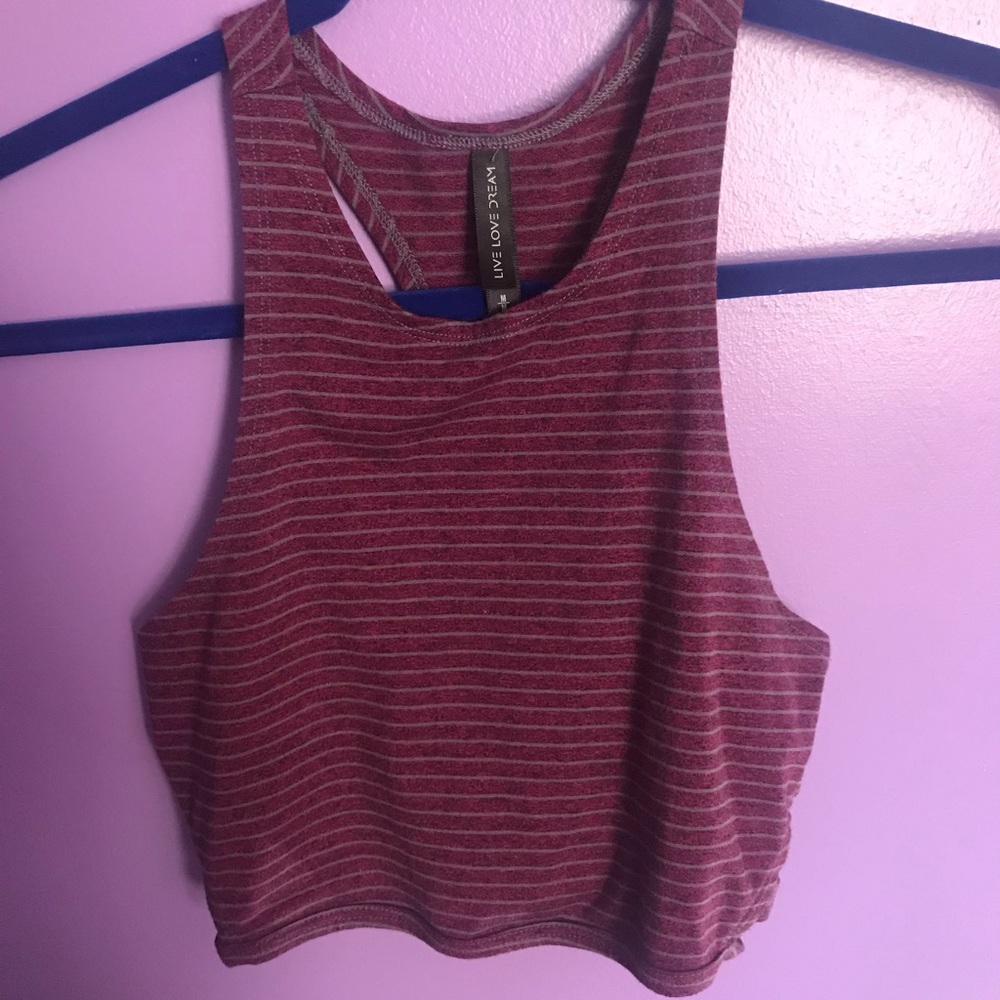 striped maroon cropped tank